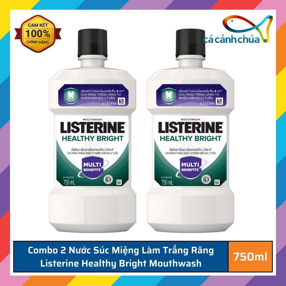 Combo 2 Nước Súc Miệng Làm Trắng Răng Listerine Healthy Bright Mouthwash 750ml